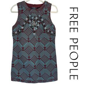 Free People New Romantics Geometric Beaded Tunic Dress – Crimson Se, Structured